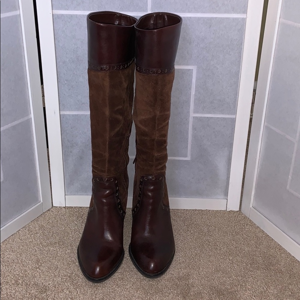 Franco Sarto Brown heeled boots leather/suede